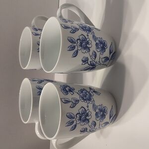 Spring Prelude by Paula Deen Mug Blue Flowers lot x 4